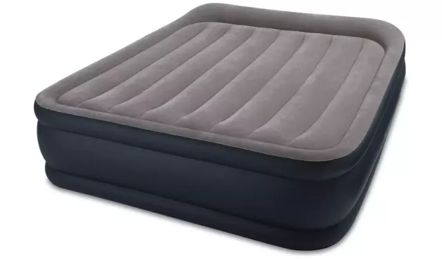 Intex Queen Air Bed Deluxe Pillow Rest Blue Raised With Pump Air Bed 42Hx203L-cm