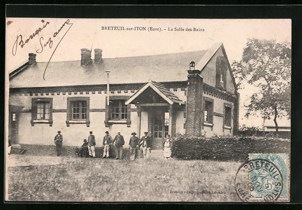 CPA Breteuil-sur-Iton, La Salle des Bains
