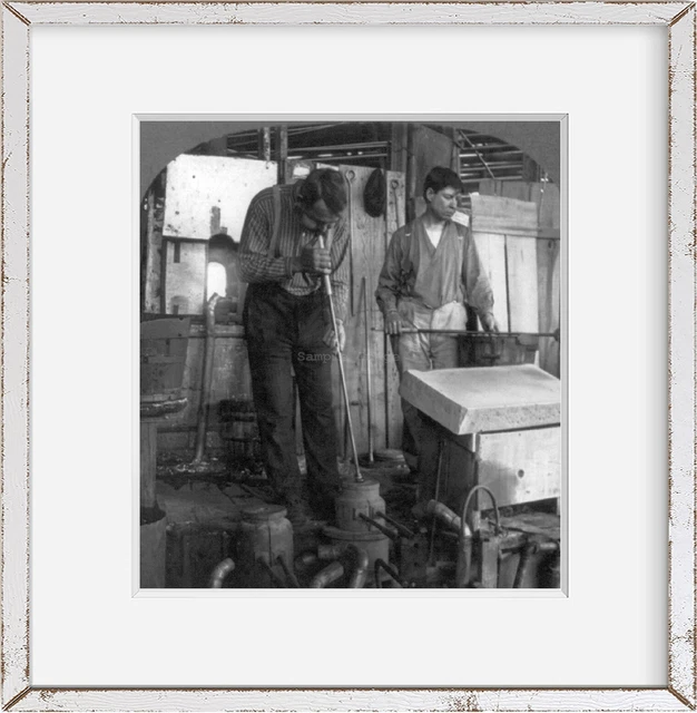 1907 Photo Blowing the bottle into required shape in a mould - American Glass Bo