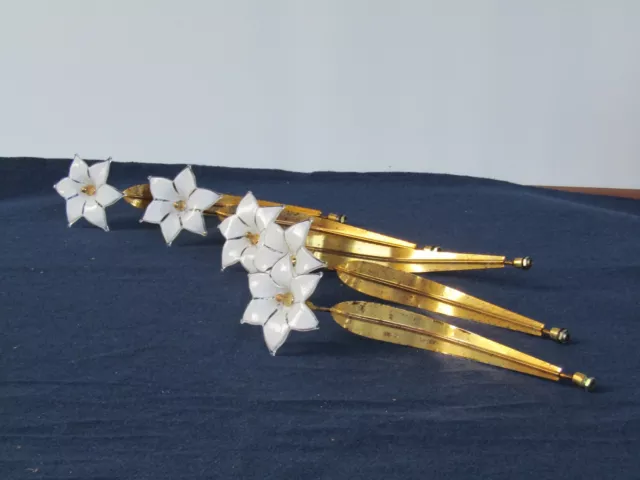 5 Stelo fiore in vetro di murano ornamenti in metallo dorato Italia anni 50