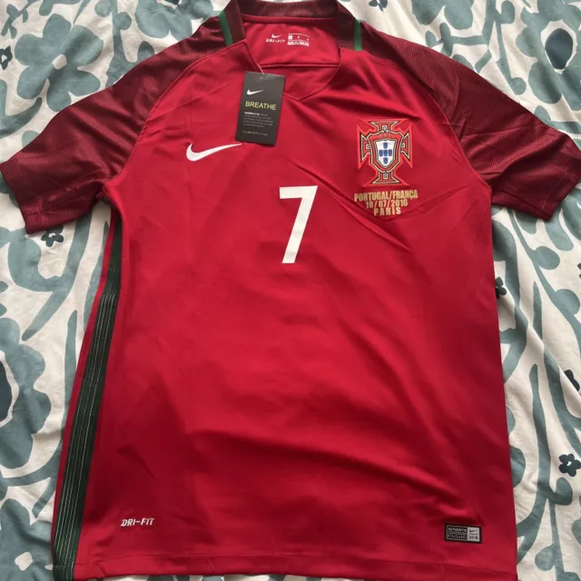 Portugal 2016 Euro 16 Final Champions Winners Shirt RONALDO 7 Size L CR7 22inch