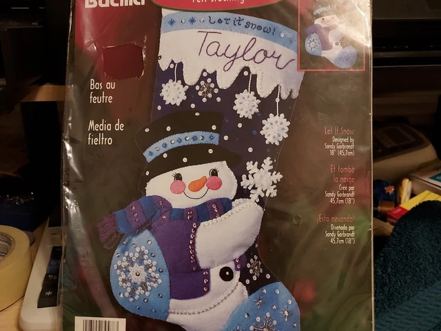 Bucilla 18 Inch Christmas Snowman Let It Snow Stocking Felt Kit 84588 NOS