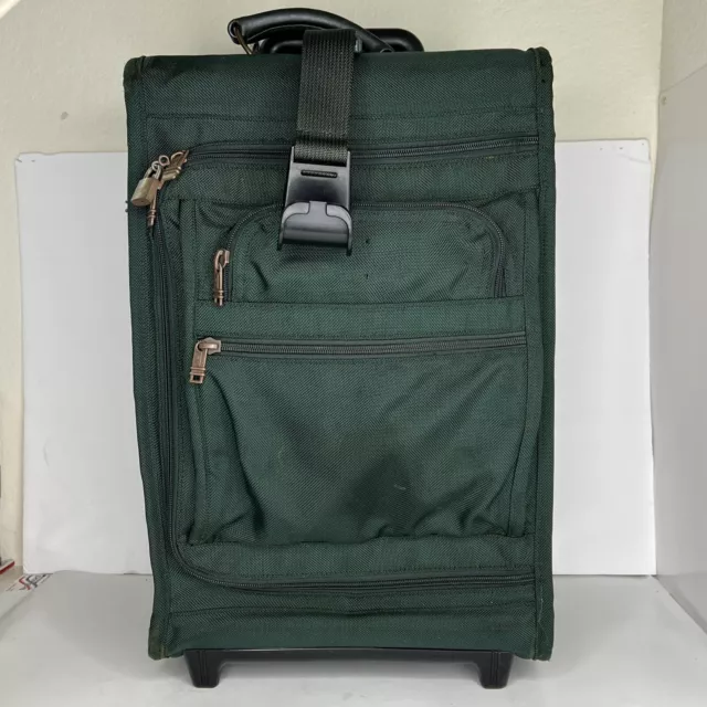 Vintage Tumi USA Green Ballistic Nylon 22” Wheeled Carry on Suitcase RUSTED ZIP