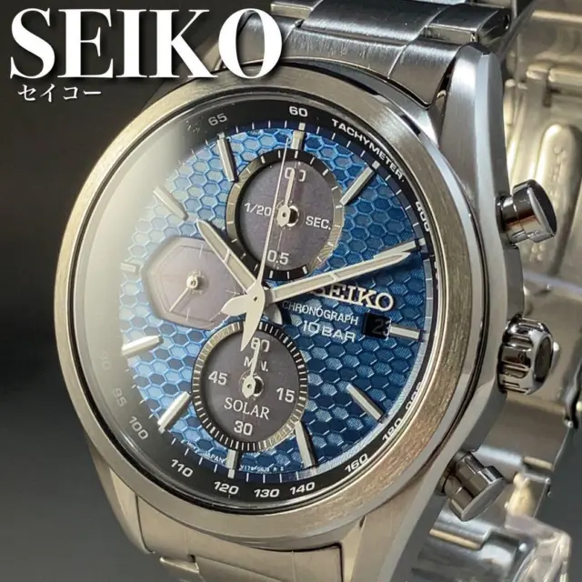 Orologio da uomo automatico cronografo Seiko SSC801 con data, zaffiro, blu...
