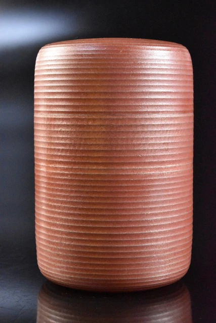 M2902: XF Japanese Tin Ring line sculpture TEA CADDY Chaire Container, auto