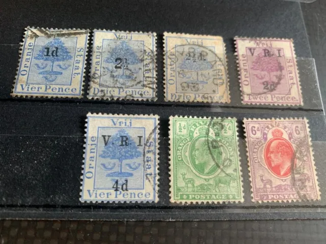 SOUTH AFRICA - Orange Free State. Small used selection with ORC, KEVII(7 stamps)