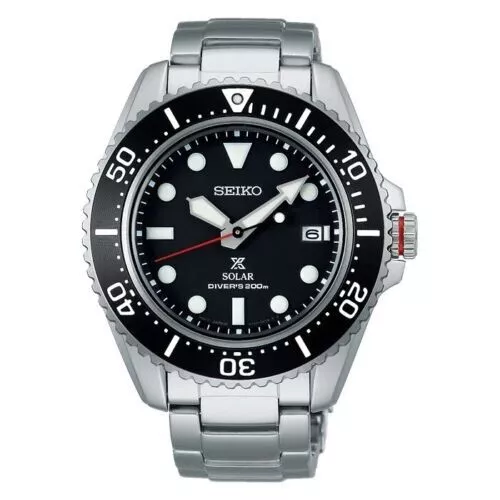 Seiko Men’s Prospex Diver's Solar Black Dial Stainless Steel Watch SNE589