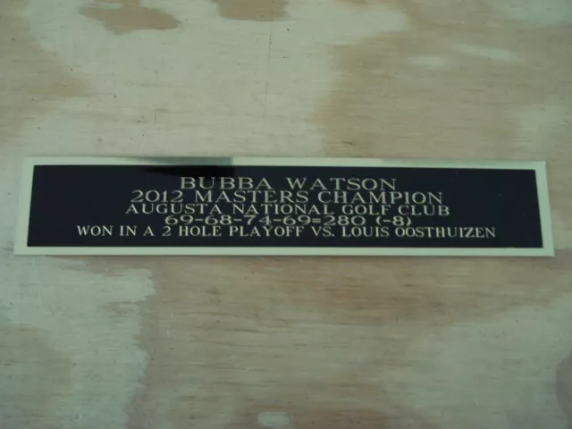 Bubba Watson 2012 Masters Champ Nameplate For A Golf Flag Display Case 1.5 X 8