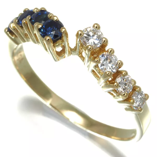 AUTH CHAUMET RING Sapphire Diamond US6.5-6.75 18K 750 Yellow Gold ...