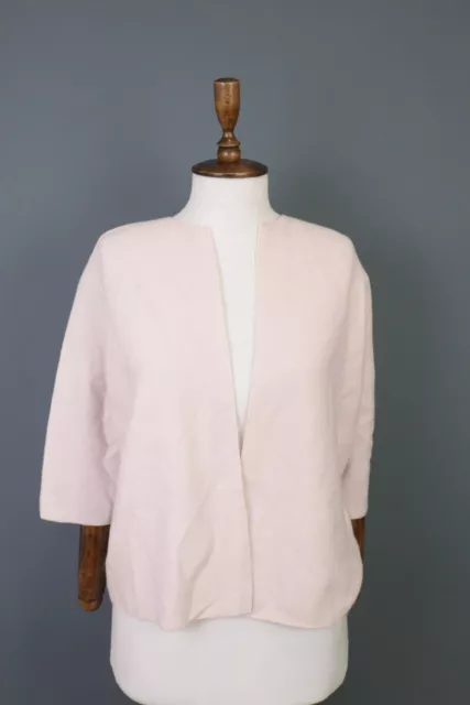 FFC Pink Wool Cashmere Knit Open Front Cape Cardigan Sweater Size M