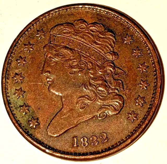 1832-(P) Half Cent~1/2¢ ($0.005) Face~Free Shipping~085~This is a very nice coin