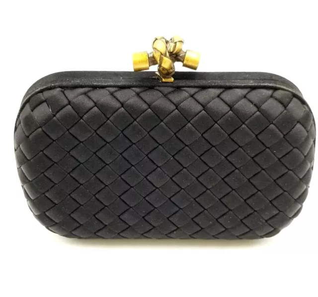 Bottega Veneta Signature Intrecciato Top Knot Box Satin Clutch