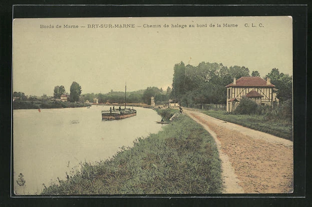 CPA Bry-sur-Marne, towpath on the banks of the Marne