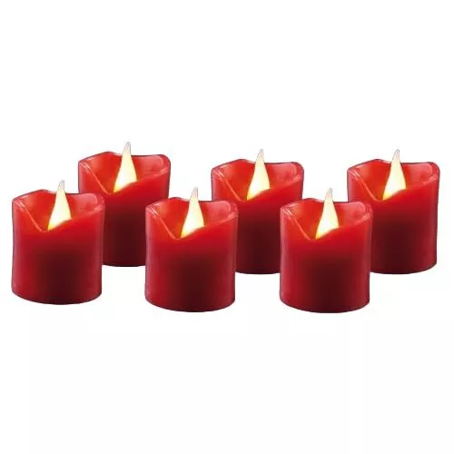 hellum 150733 bougies LED en cire rouge Ø 4 cm x hauteur 4,2 cm Lot de 6 Rouge