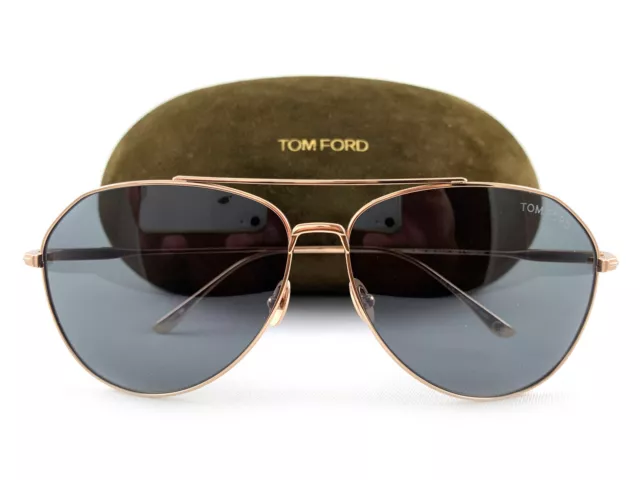 Tom Ford Sunglasses TF747 Cyrus 28A Titanium Rose Gold Gray FT0747/S 62mm