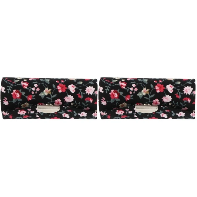 2 Count Boîte À Rouge Lèvres Brodée Chiffon Voyage Porte Vintage