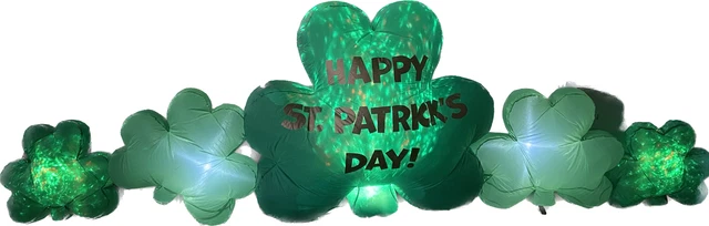 10 Ft Long ST PATRICKS DAY Shamrock Swirl LED Lights Yard Airblown Inflatable