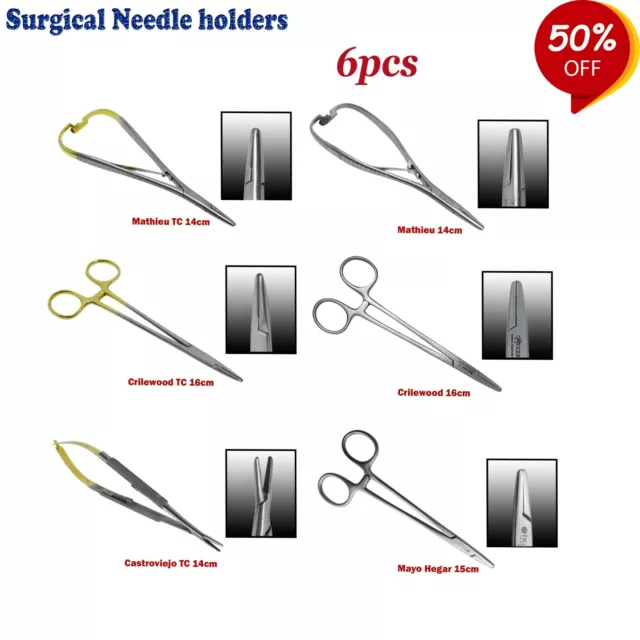 Set de 10 Quirúrgicas Porta agujas fórceps de Needle holder drivers