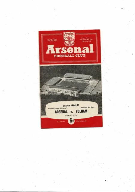 1960/61 Arsenal v Fulham Football Programme