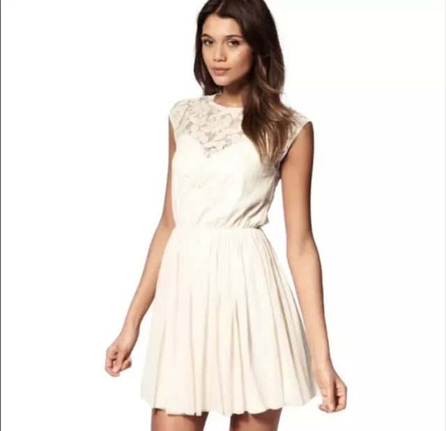 ASOS Sleeveless Lace Dress Size 6 Cream