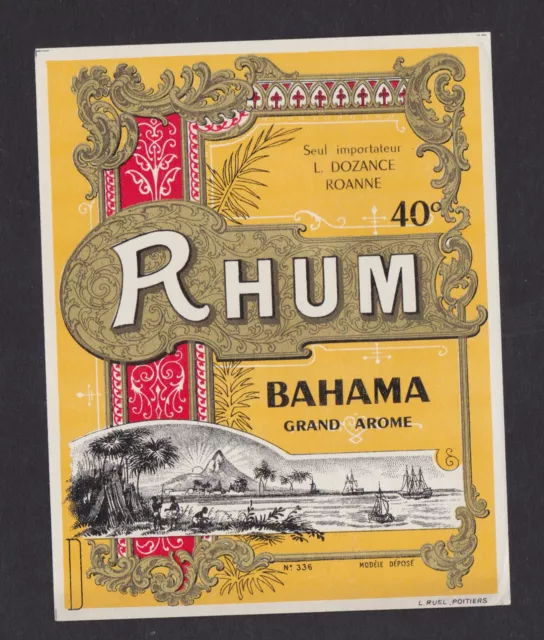 Ancienne étiquette  Alcool  France BN130257 Rhum  Bahama Bâtequ Voilier