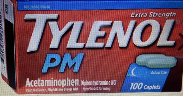 Tylenol PM Pain Reliever & Sleep Aid Caplets - 100 Caplets Pharmacy Fresh Stock