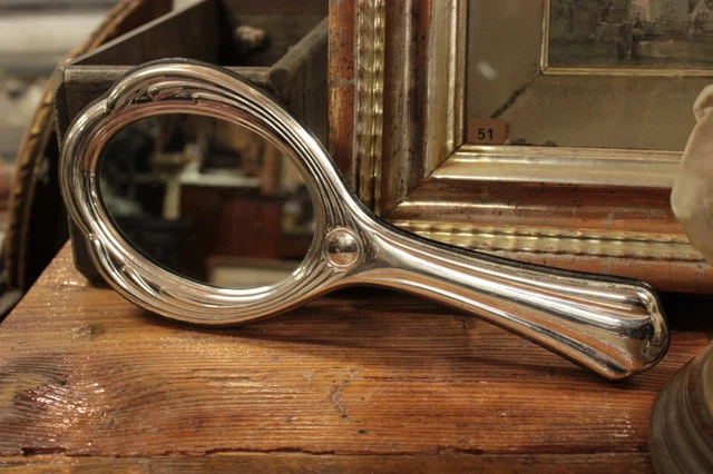 Espejo De Genuino Vintage / Lámina D' Plata 925 - Florencia / COD.18206