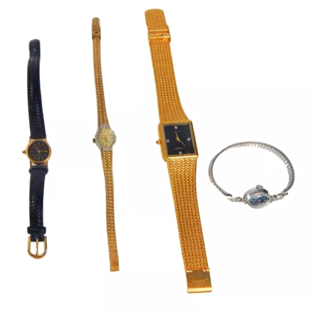 Lot of 4 Womens Watches Diamond Accent Xavier Gruen Elgin  & Geneve Not Working