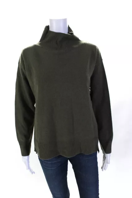 SWTR Womens Wool Ribbed Mock Neck Long Sleeve Pullover Sweater Green Size S