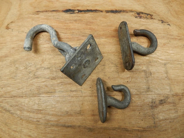 3 Old Plant Ceiling Mount Hooks Porch Hangers Galvanized 2 Stationary 1 Swivel 16
