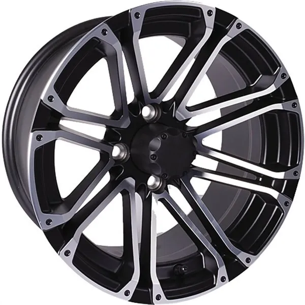 Black w/Machined 12x7, 4/4, 3+4 Ocelot E121 Golf Cart Wheel - 847-127121-02