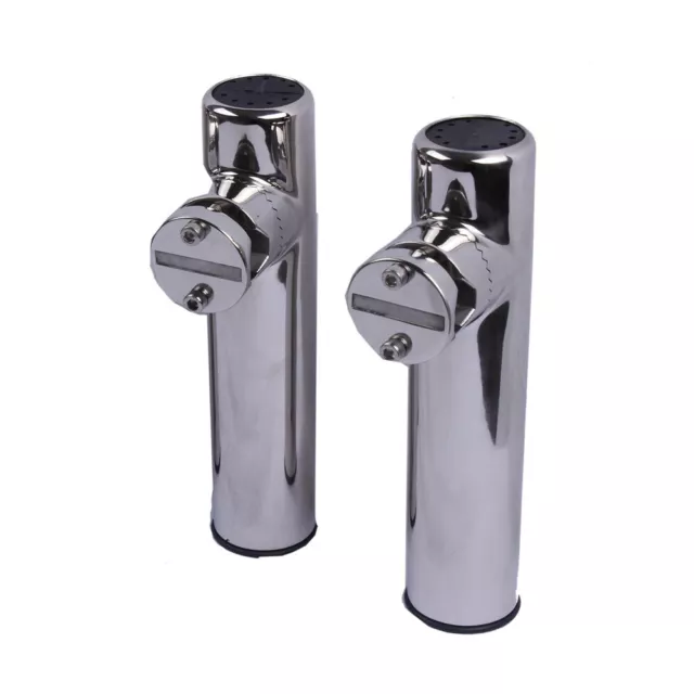 2X Boat 316 Stainless Steel Fishing Rod Holder Clamp-on 7/8" -1" Rail Side Mount
