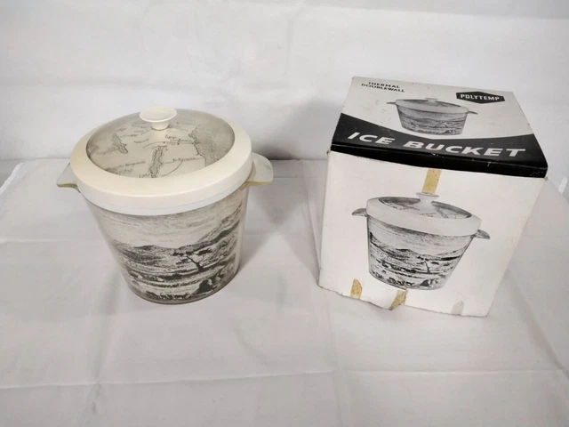 Rare 1960's Vintage Polytemp Safari With Shell Motor Oil Plastic Ice Bucket