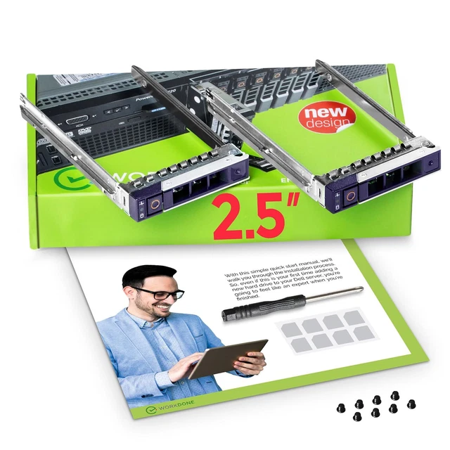 Pack 6 Caddy Disque Dur 3.5" + Adaptateur 2.5" Pour Dell PowerEdge 11-13 Gen | Voyants Lumineux, Vis Robustes & Étiquettes