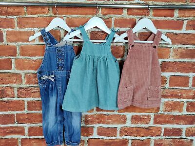 Baby Girl Bundle Age 9-12 Months Next F&F M&S Dungarees Pinafore Dress Set 80Cm