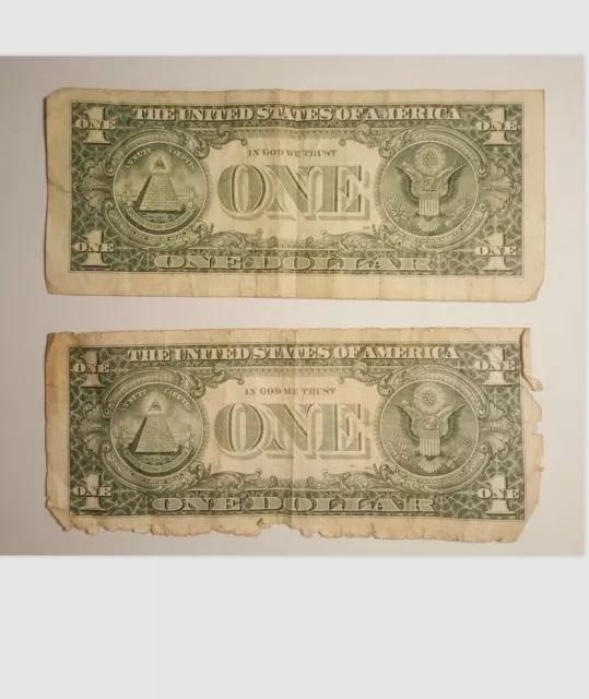 Vintage Collezione 2 Banconote One Dollar / 1 Dollaro Usa America Banconota 2