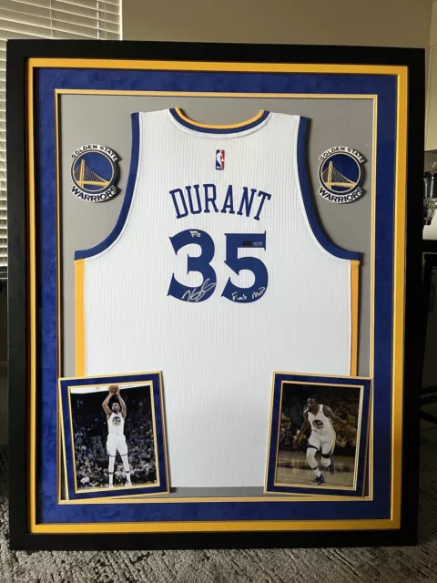 Kevin Durant  Autographed Framed Golden State Warriors Jersey w COA 2018 36"x44"