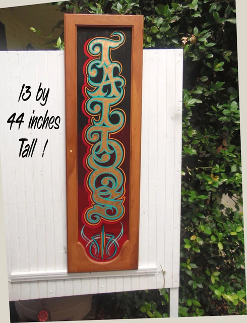 Tattoo Shop sign hand painted gold leaf  ink shop  business  art repurposed