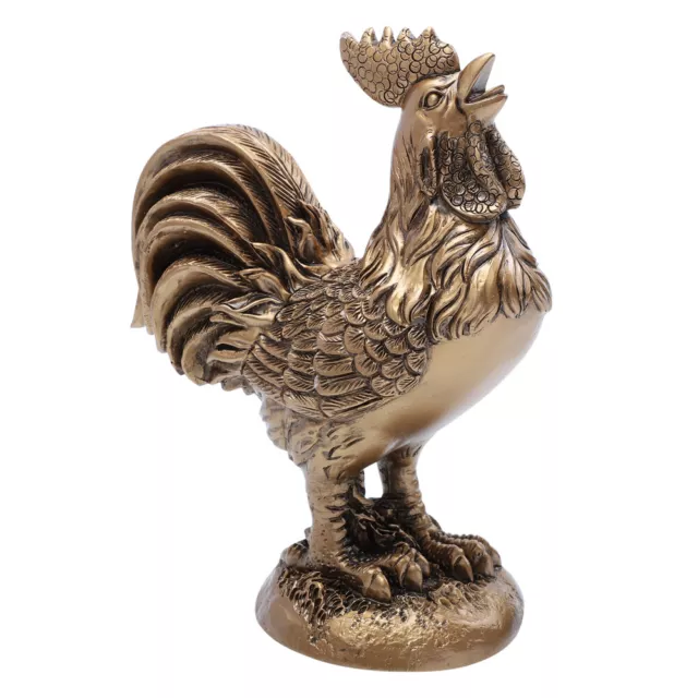 Brass Rooster Statue Resin Chicken Figurine for Home Office Decor Gift
