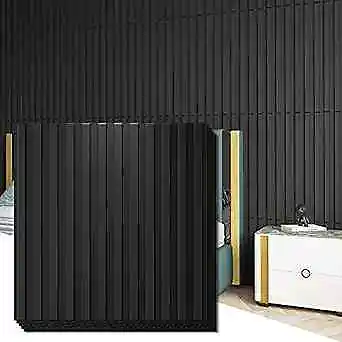 Slat Wall Panel, 3D Fluted Textured Panel 19.7 x 19.7in. 12 Square - Black