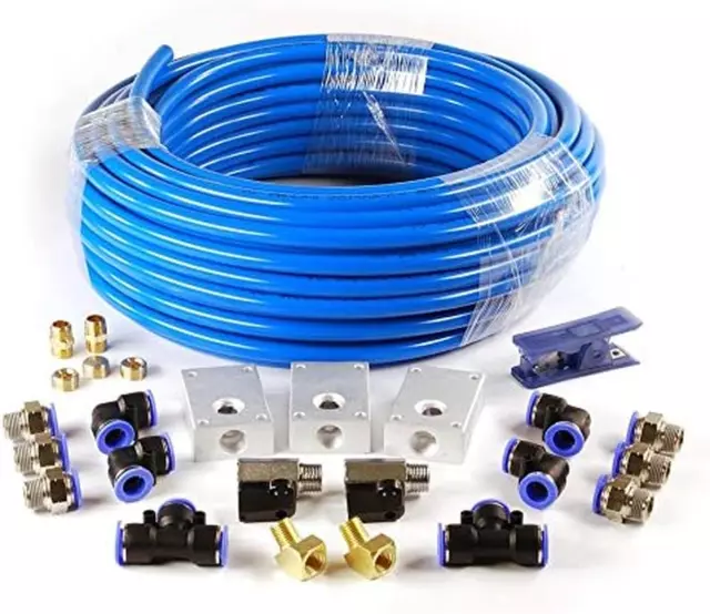 1/2" ID 3/8" OD Air Piping Line System Compressed 100 Ft Flow Hose Garage Tools