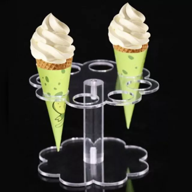 1pcs 8 Holes Acrylic Ice Cream Cone Stand Holder Transparent/Chip Cone Hold ZT