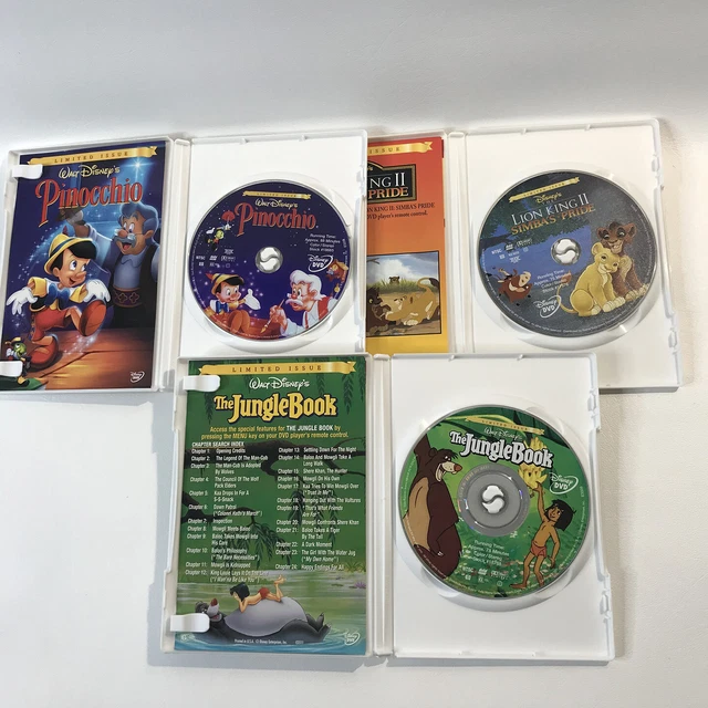 Lot of 4 Disney Limited Issue DVDs LITTLE MERMAID Pinocchio JUNGLE BOOK 8