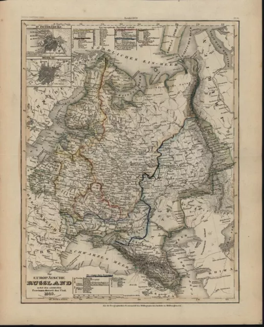 Russia in Europe Moscow St. Petersburg city plans 1849 detailed Meyer Renner map 3