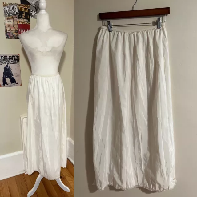 Vintage Sears No Slip Half Slip Nylon Sz M maxi lace slit