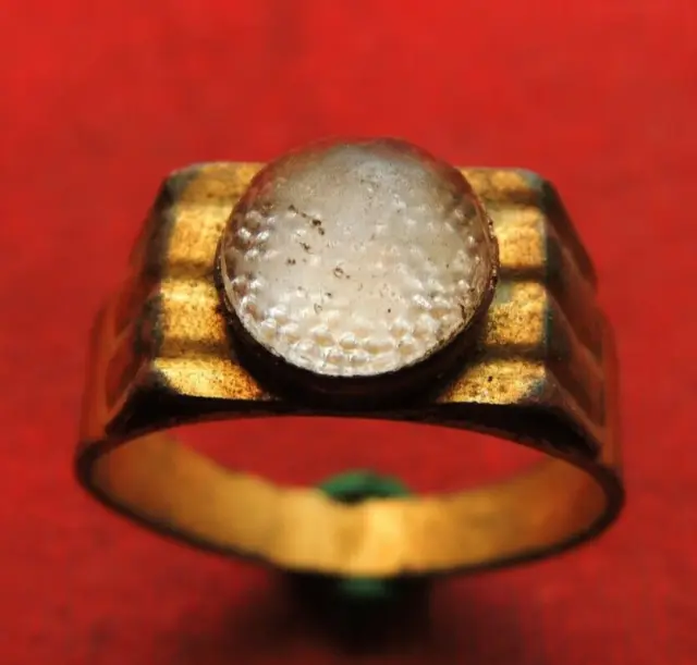 Old bronze ring in gilding, early 20th century
