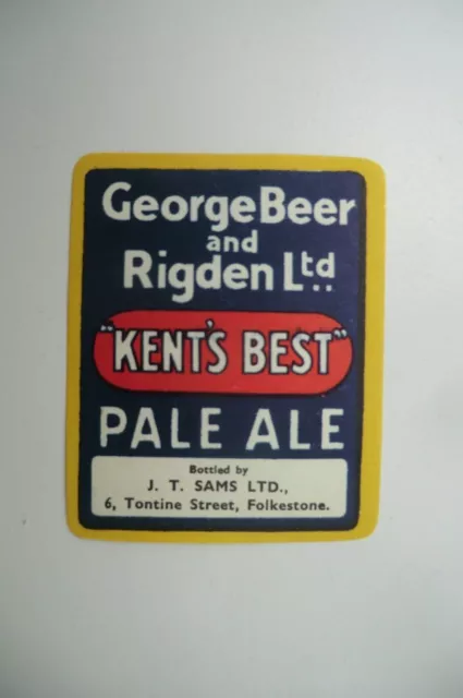 Mint George Beer And Rigdens Faversham Beer Bottle Label Bottled In Folkeston