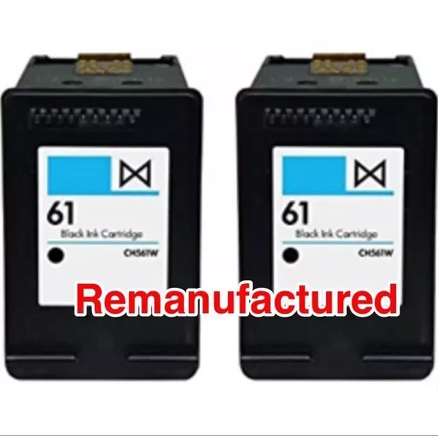 2x REM HP61 Black Ink Cartridges For HP Deskjet 1050,2540,Envy 4504,5530