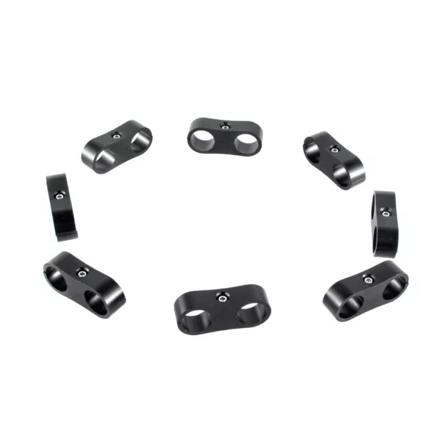 8Pcs Black Hose Separator Fuel line Fitting Adapter 8AN Mounting Clamps