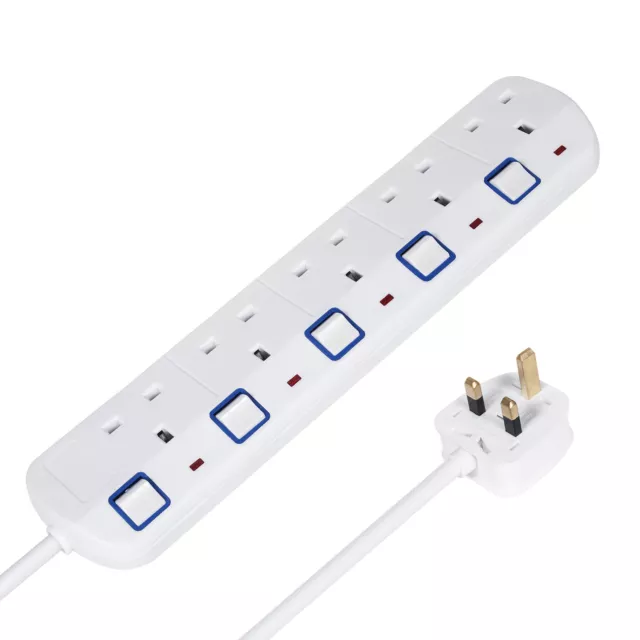 Rallonge Electrique 5 prises avec Interrupteurs Câble de rallonge 1,5m MACLEAN